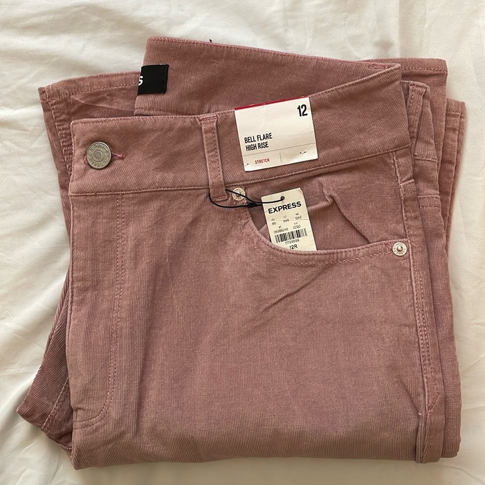 NWT Express Bell Flare High Rise Stretch Corduroy Pant - size 12R